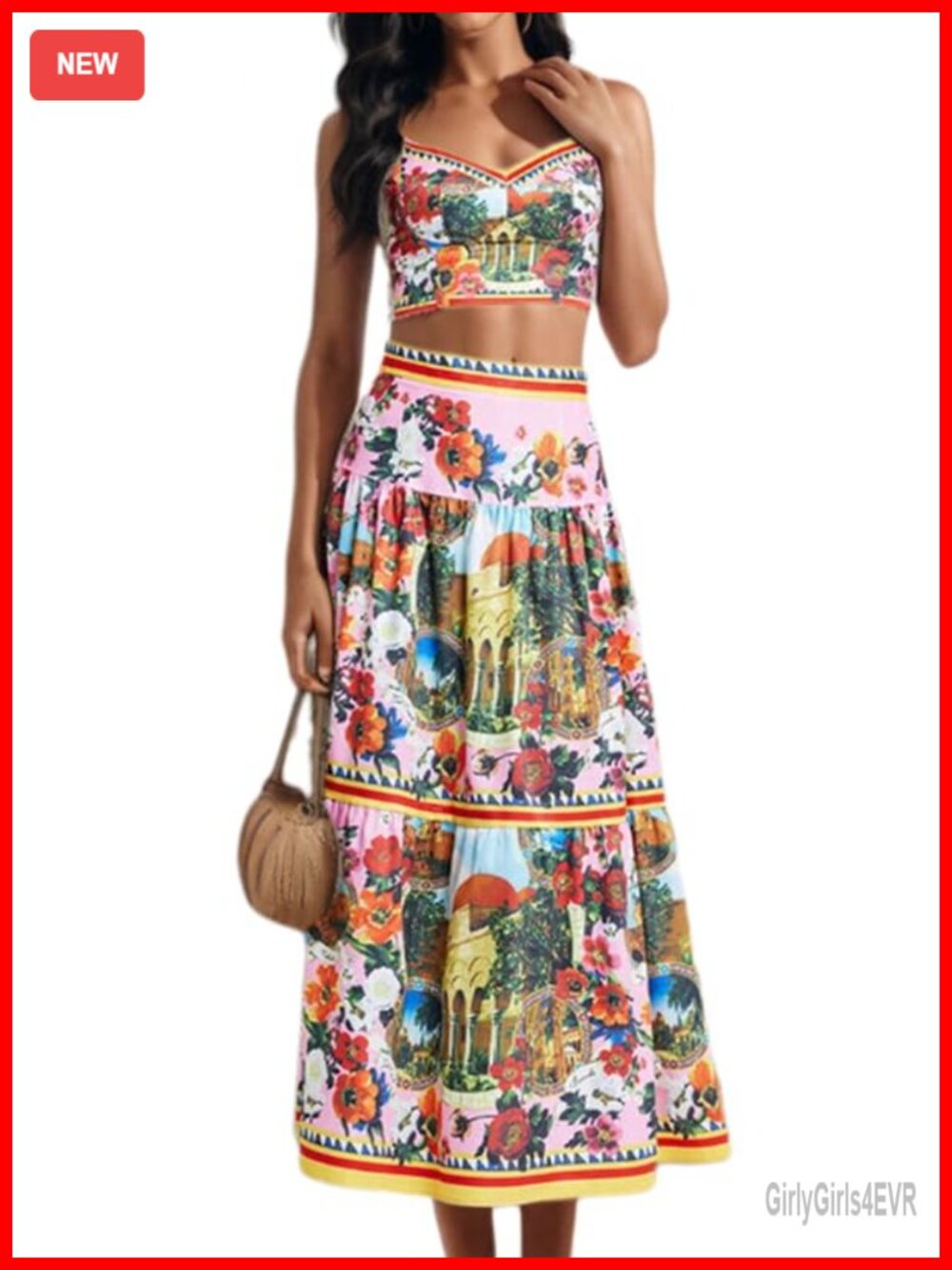 Womens 2 Piece Skirt Set Halter Crop Top High Waist Maxi Vacation Lounge